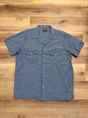 Seager WhipperSnapper Chambray Shirt Mens XL Blue Western Pearl Snap Western